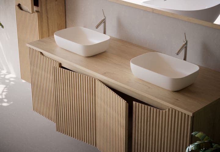 Mueble de baño con encimera de madera maciza Alpes 15 Bruntec detalle 5