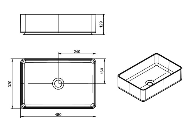 Lavabo sobre encimera Quadro Viso croquis 2