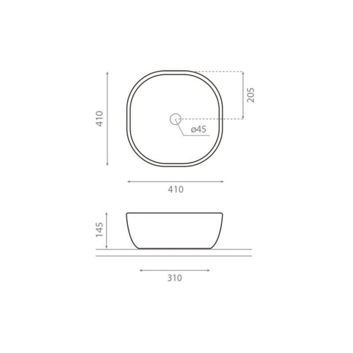 Lavabo sobre encimera Olea 41 Bathco croquis 2