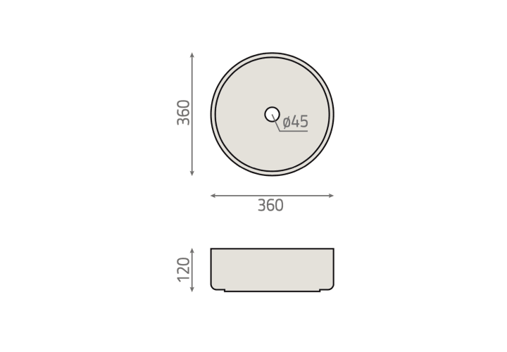 Lavabo sobre encimera Dallas BHD croquis 10