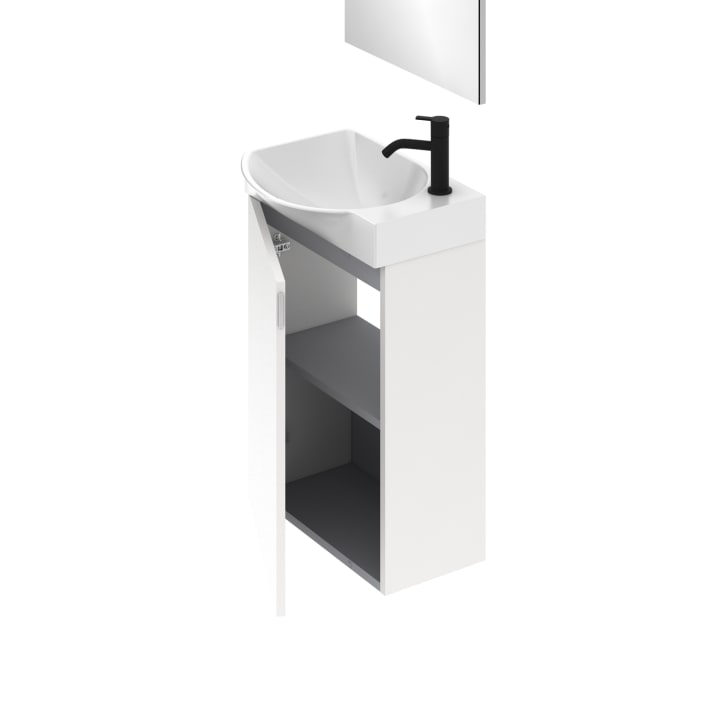 Conjunto completo mueble de baño fondo reducido 34 cm Mika Amizuva 3D 10