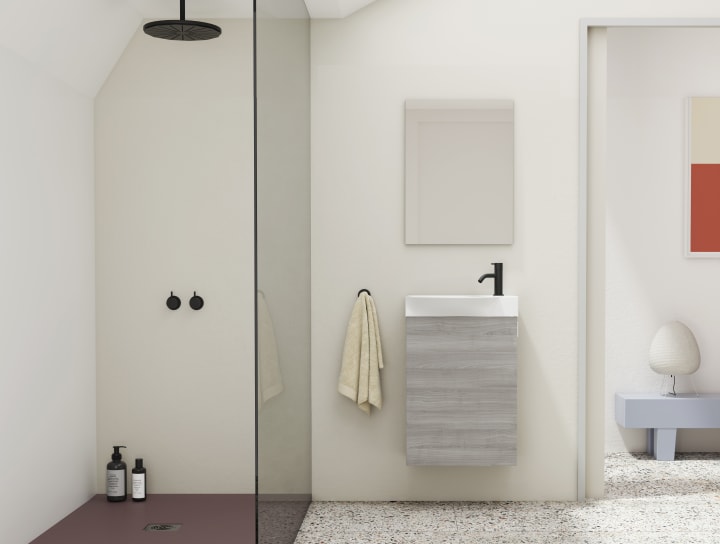 Conjunto completo mueble de baño fondo reducido 34 cm Mika Amizuva principal 2