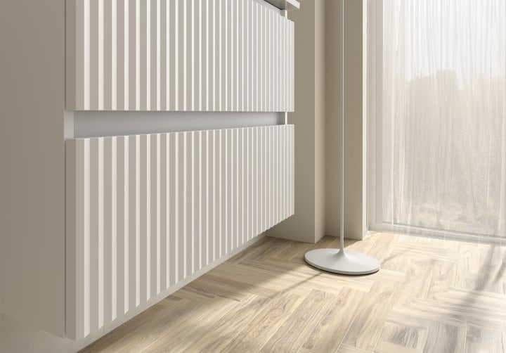 Conjunto mueble de baño Kira Salgar con lavabo sobre encimera detalle 14