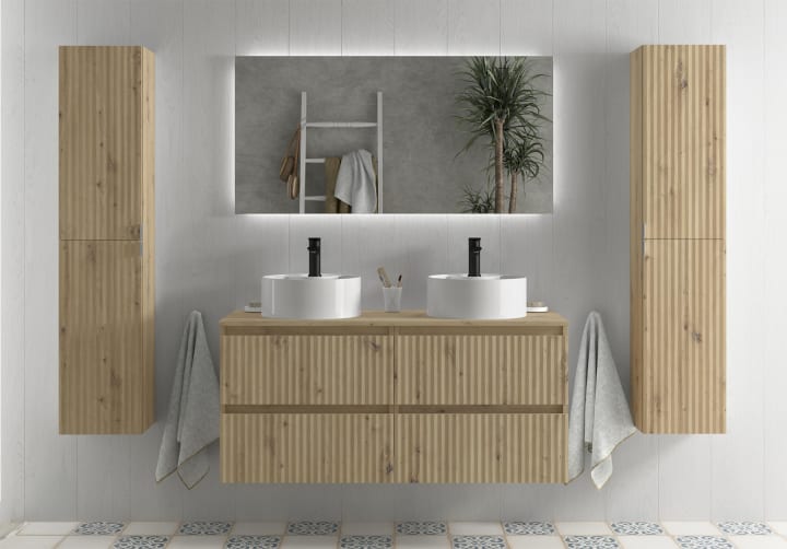 Conjunto mueble de baño Kira Salgar con lavabo sobre encimera principal 1
