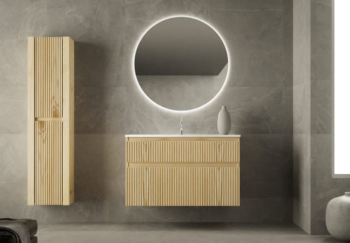 Conjunto de mueble de baño de madera maciza Alpes Bruntec principal 1