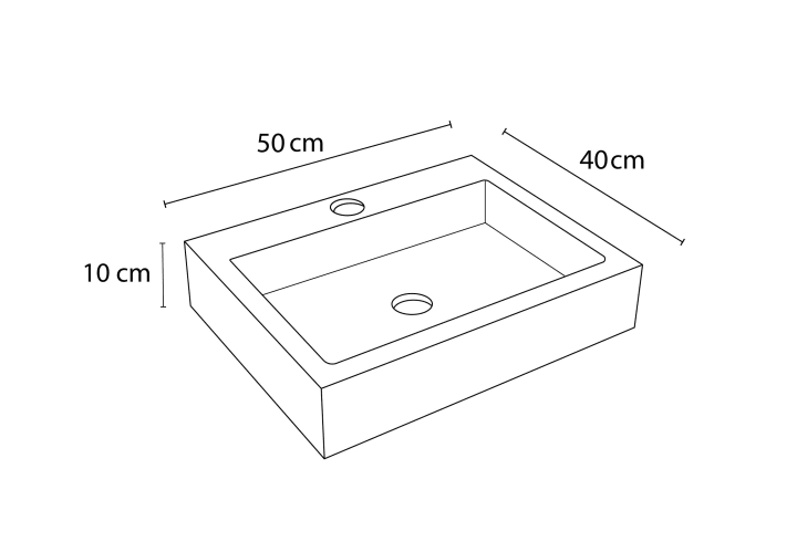 Lavabo de mármol natural Escuadra Bruntec croquis 3