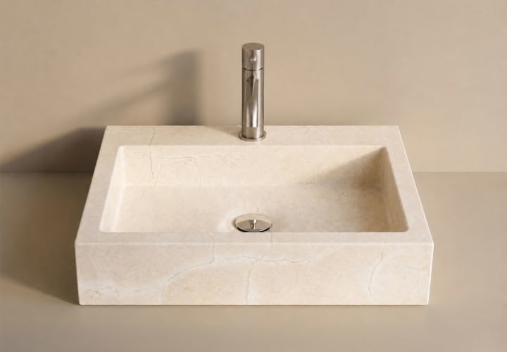 Lavabo de mármol natural Escuadra Bruntec ambiente 2