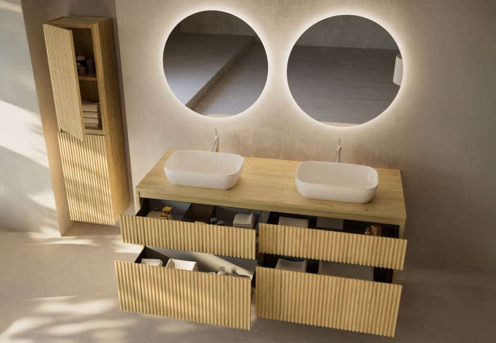 Mueble de baño con encimera de madera Alpes 9 Bruntec detalle 6