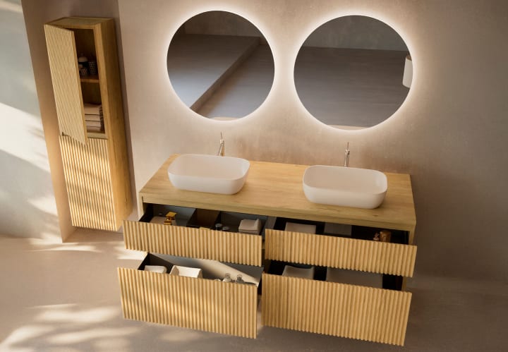 Mueble de baño con encimera de madera Alpes 9 Bruntec detalle 6