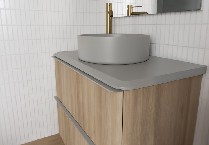 Mueble de baño con encimera arena de resina Dai Top Royo detalle 5