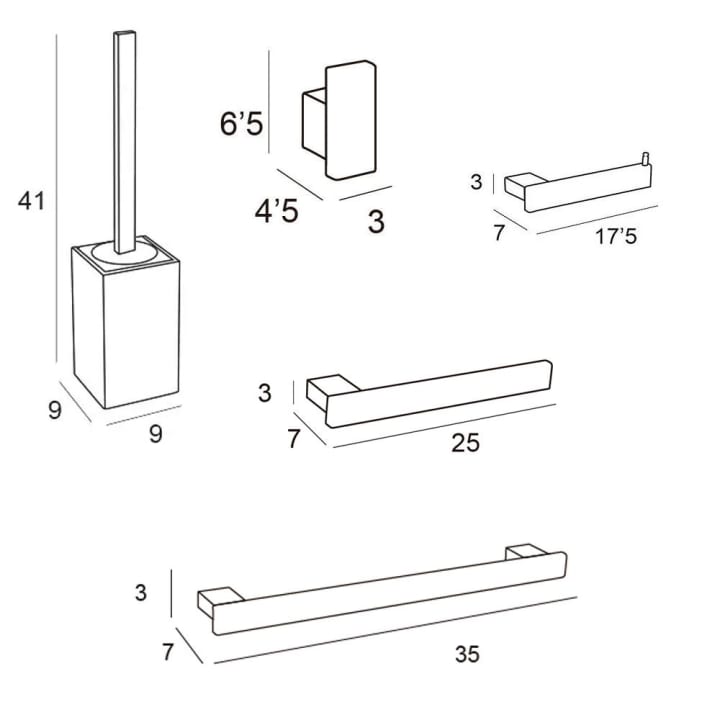 Conjunto de accesorios de baño Natura 1900 Manillons Torrent croquis 6