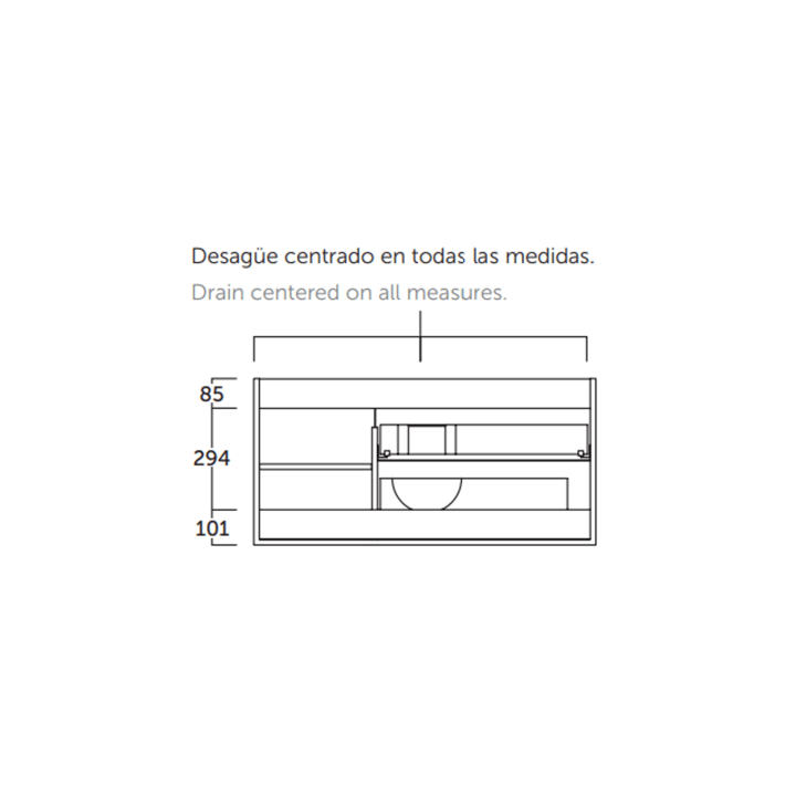 Mueble de baño Oslo con encimera de madera Coycama croquis 4