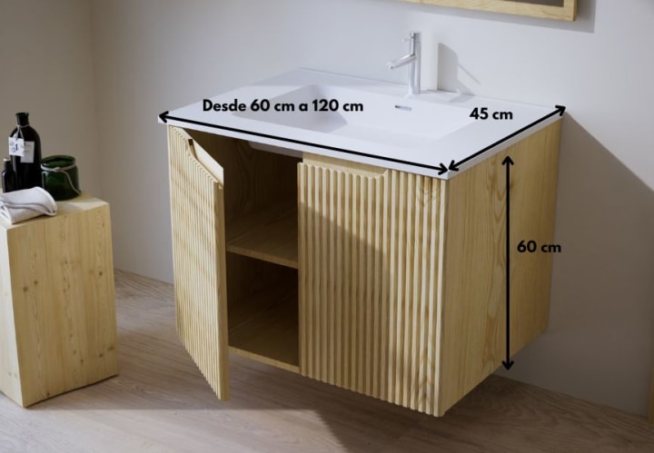 Conjunto de mueble de baño de madera maciza Alpes 14 Bruntec croquis 5