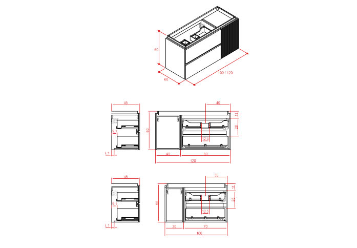 Conjunto mueble de baño Lazio Grupo Seys croquis 3