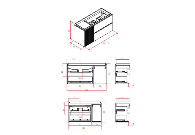 Conjunto mueble de baño Lazio Grupo Seys croquis 4