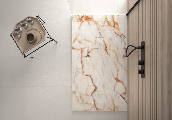 Platos de ducha de resina decorados Stone 3D Mármol Bruntec opción 16
