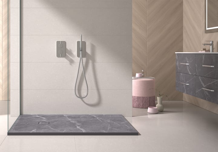 Platos de ducha de resina decorados Stone 3D Mármol Bruntec ambiente 10