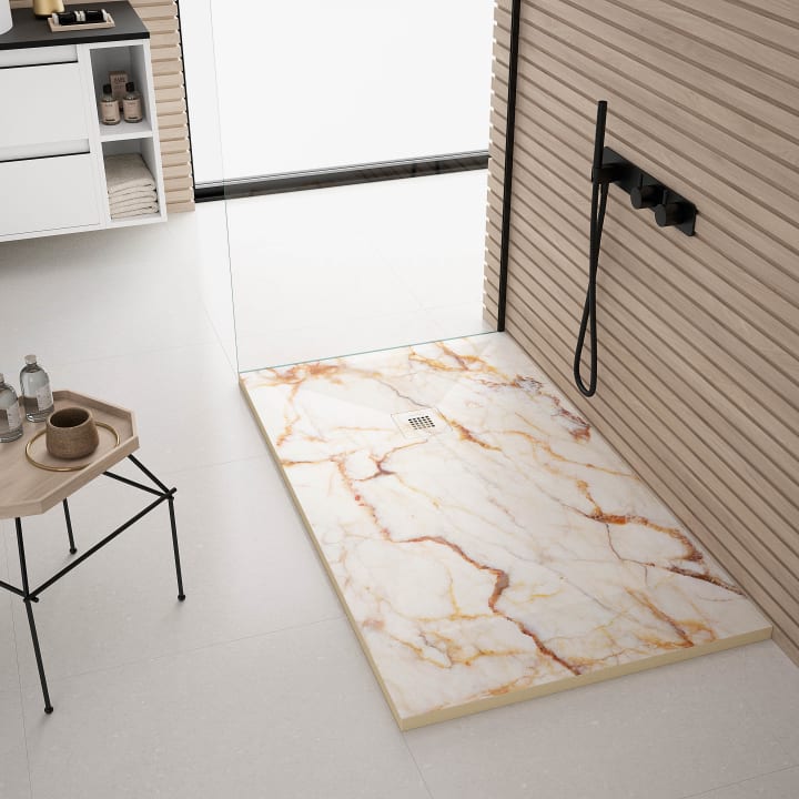 Platos de ducha de resina decorados Stone 3D Mármol Bruntec principal 4