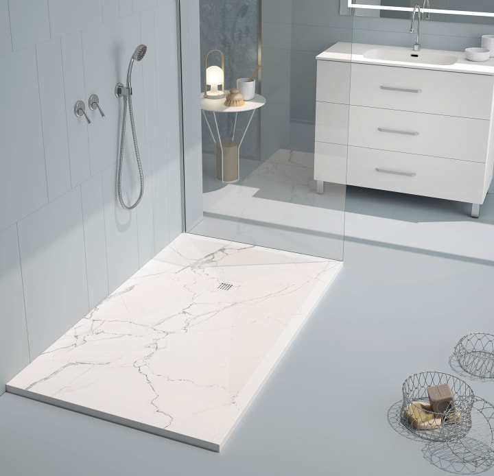 Platos de ducha de resina decorados Stone 3D Mármol Bruntec opción 15