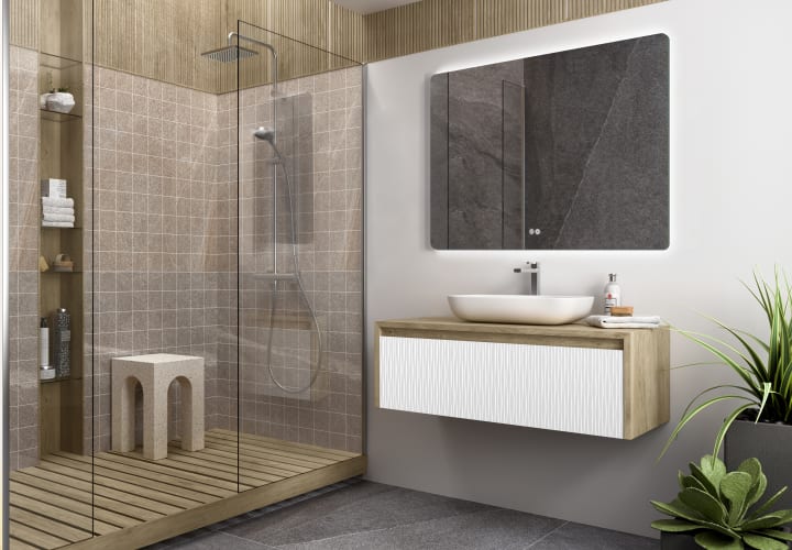 Mueble de baño Lambda con encimera de madera Coycama principal 4