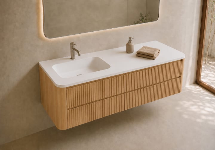 Conjunto de mueble de baño con lavabo Solid Surface Duna Bruntec detalle 10