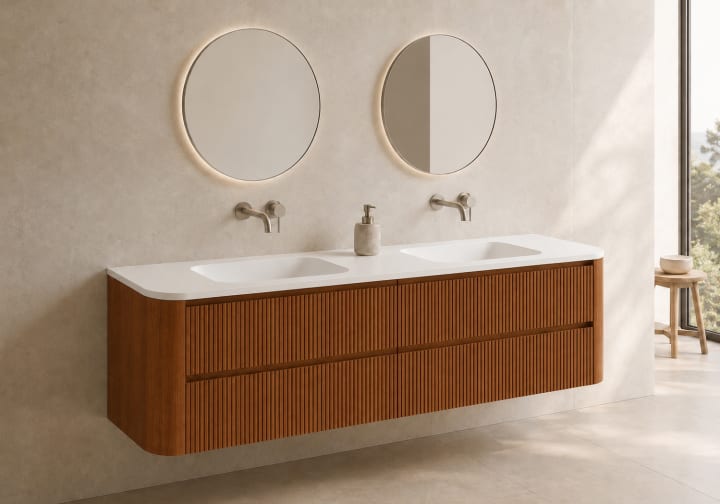 Conjunto de mueble de baño con lavabo Solid Surface Duna Bruntec principal 4