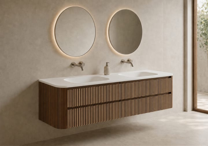 Conjunto de mueble de baño con lavabo Solid Surface Duna Bruntec principal 8