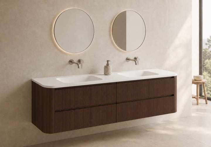 Conjunto de mueble de baño con lavabo Solid Surface Duna Bruntec principal 6