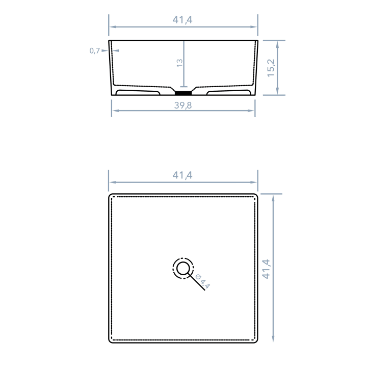 Lavabo sobre encimera Cyro Bruntec croquis 2