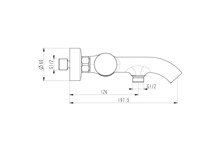 Grifo de bañera Helios de GME croquis 7