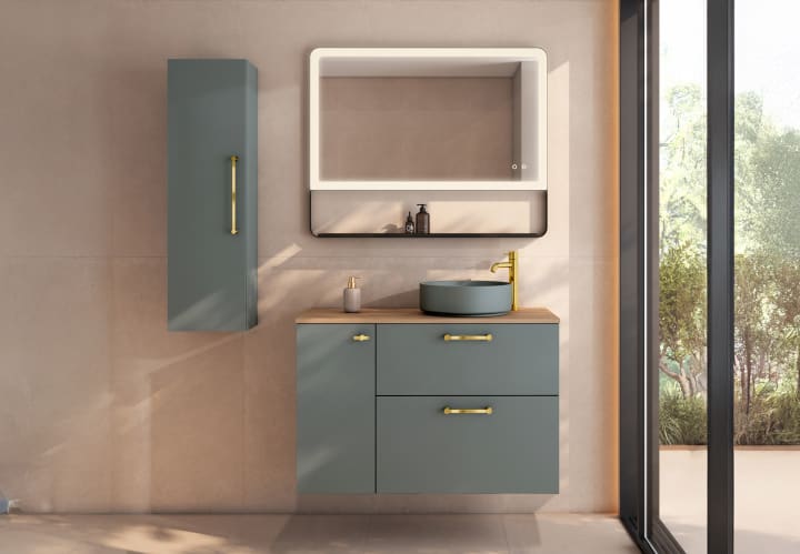 Mueble de baño con encimera de madera Verso Viso principal 2