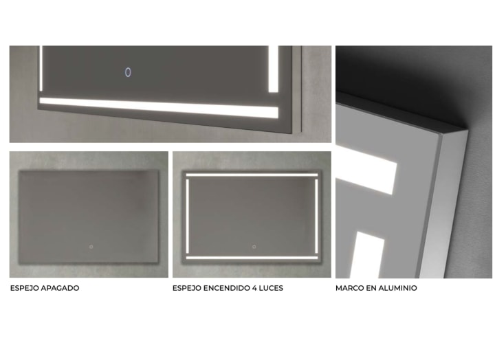 Espejo de baño con luz LED Luna gris Viena Ledimex detalle 2