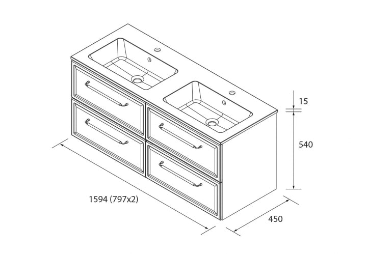 Conjunto mueble de baño Runa Salgar croquis 16