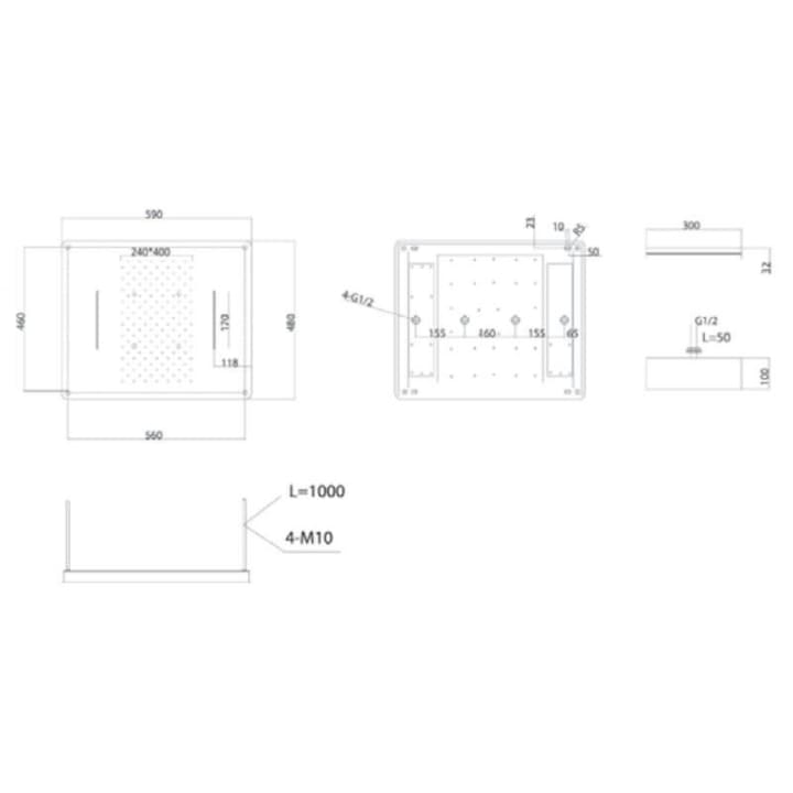 Conjunto de ducha empotrado Sumatra Imex croquis 7