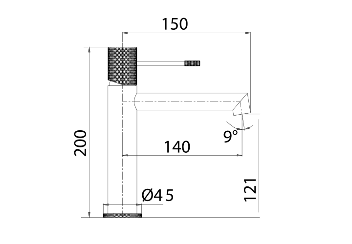 Pack Grifo de lavabo Line Imex + Válvula click-clack croquis 14