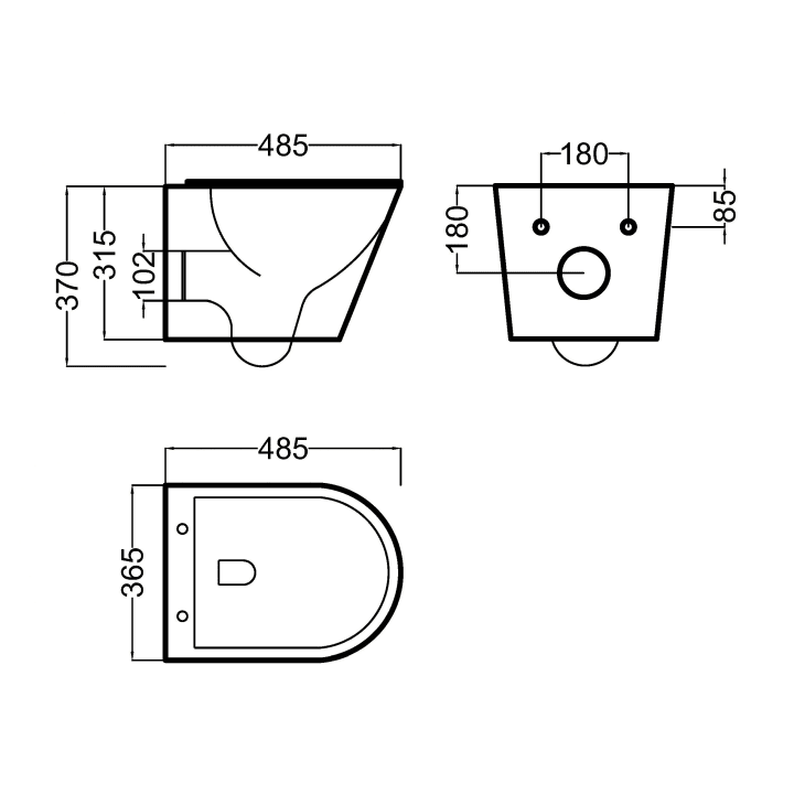 Pack inodoro suspendido + bidé suspendido Lisboa Bruntec croquis 7