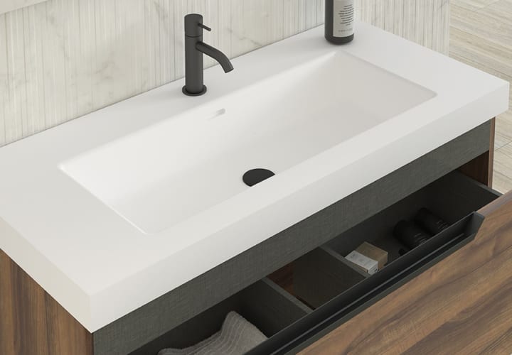 Lavabo encastrado 11.5 cm alto Nantes Visobath detalle 11