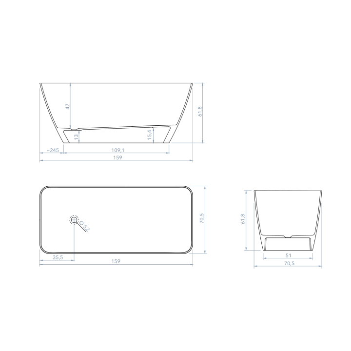 Bañera exenta Delia Bruntec croquis 1