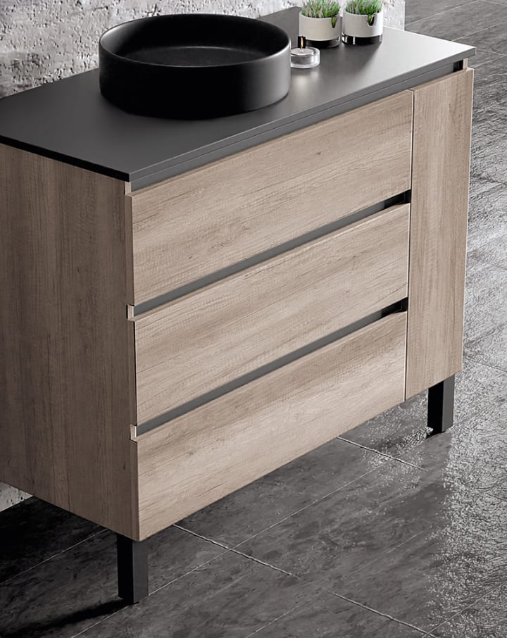 Mueble de baño con encimera de madera Kloe Campoaras detalle 1