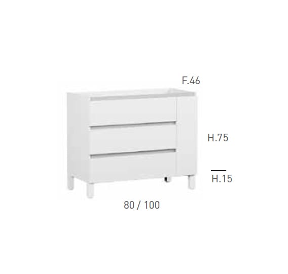 Mueble de baño con encimera de madera Kloe Campoaras croquis 3