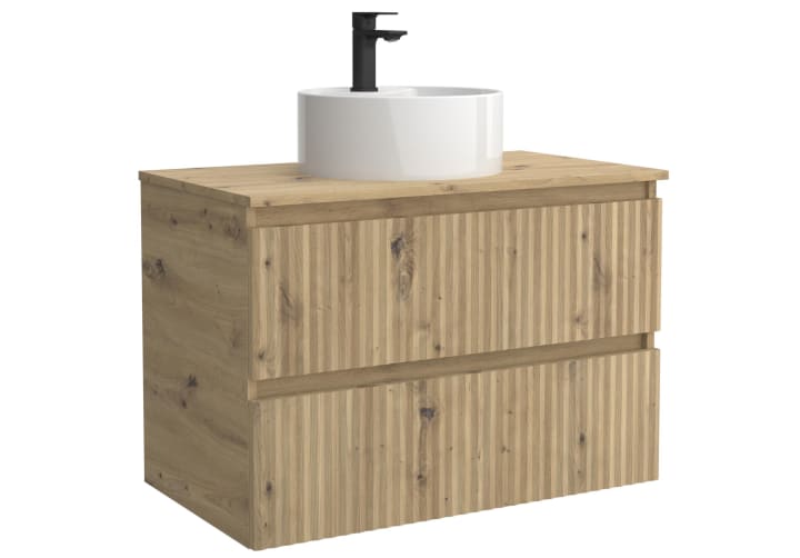 Conjunto mueble de baño Kira Salgar con lavabo sobre encimera detalle 6