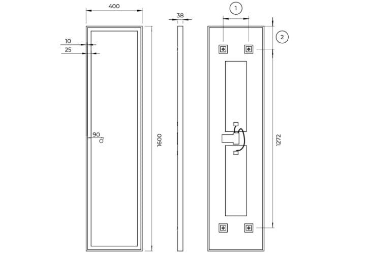 Espejo de baño con luz LED New York Ledimex croquis 12