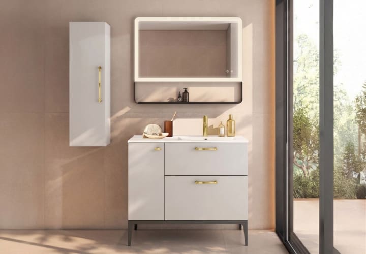 Conjunto mueble de baño con banquillo con lavabo Flat Verso Viso principal 2