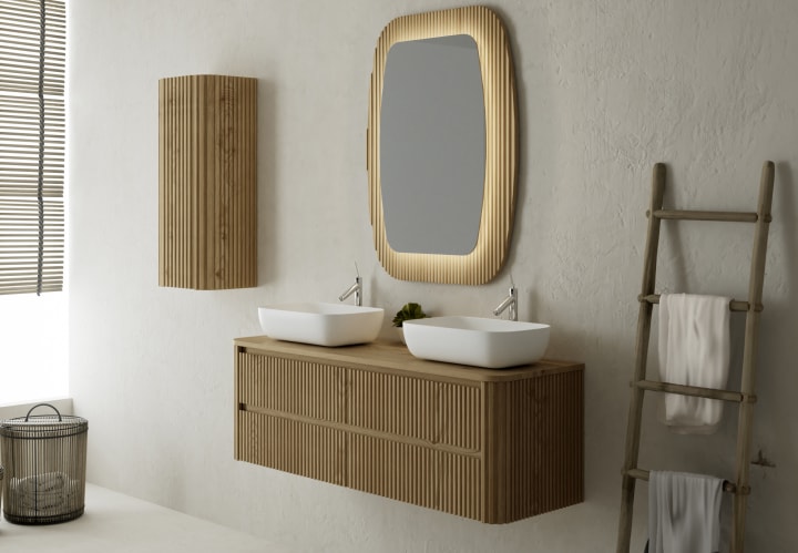 Mueble de baño con encimera de madera maciza Baviera Bruntec principal 2