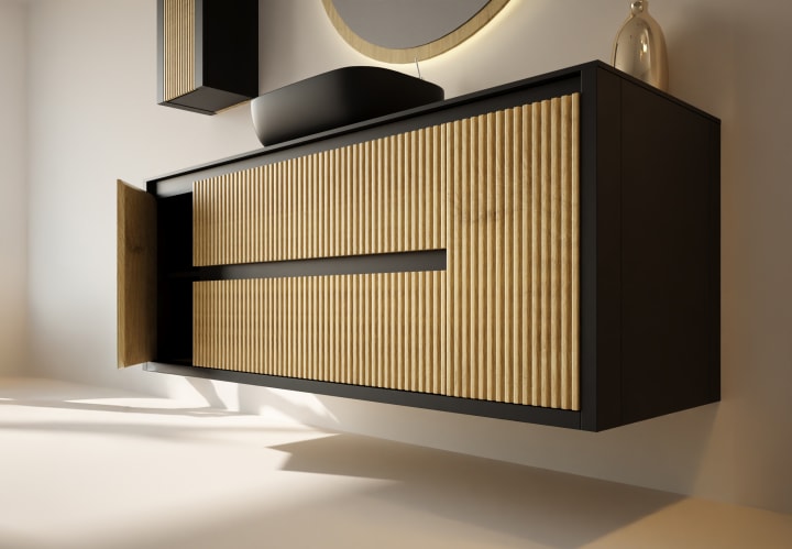 Mueble de baño con encimera de madera maciza Alpes 13 Bruntec detalle 5