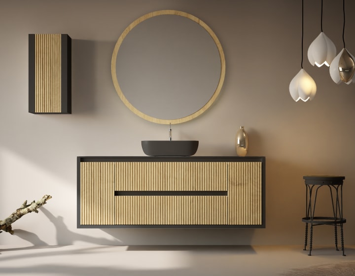 Mueble de baño con encimera de madera maciza Alpes 13 Bruntec principal 1