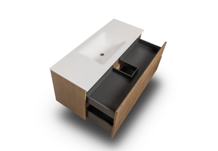 Conjunto de mueble de baño de madera maciza palilleria Alpes 2 Bruntec detalle 4