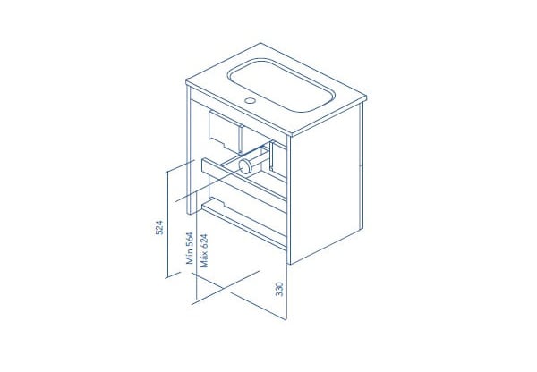 Conjunto completo mueble de baño fondo reducido 35 cm Street Royo croquis 8