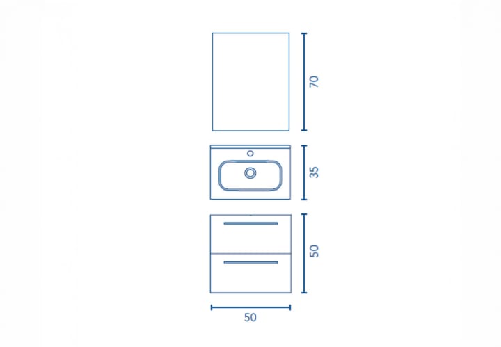 Conjunto completo mueble de baño fondo reducido 35 cm Street Royo croquis 9
