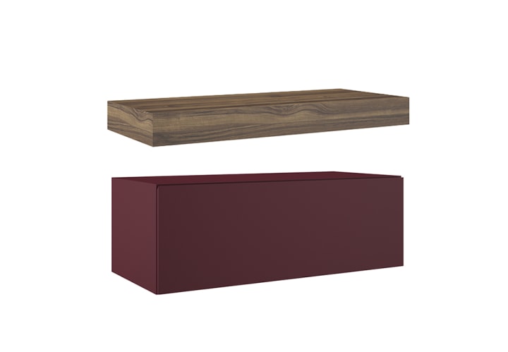 Mueble de baño con encimera de madera 10 cm de altura en color Valenti  con cajonera Nomad Visobath principal 9